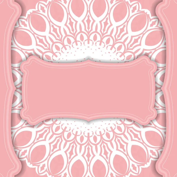 Bannière Rose Avec Motif Blanc Vintage Espace Pour Votre Logo — Image vectorielle