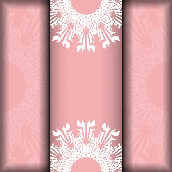 Брошюра Розового Цвета Индийским Белым Узором Вашего Дизайна — стоковый вектор