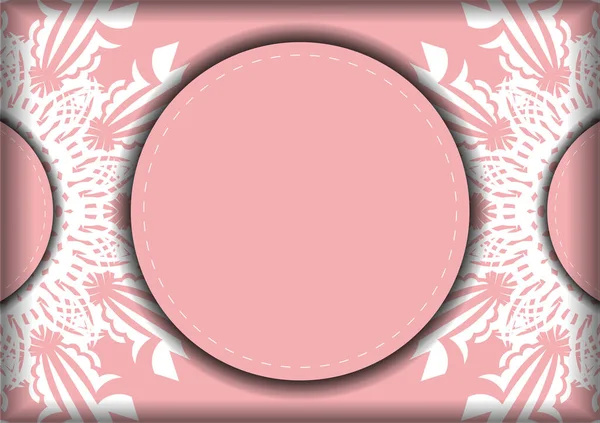 Flyer Couleur Rose Avec Motif Blanc Vintage Pour Votre Marque — Image vectorielle