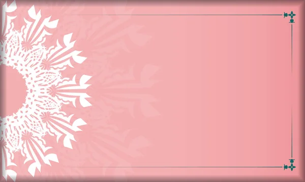Rózsaszín Banner Indiai Fehér Minta Hely Logó — Stock Vector