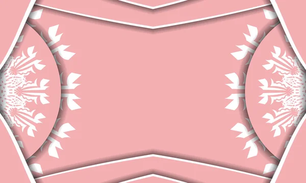 Baner Pink Greek White Ornaments Design Your Logo — Stock Vector
