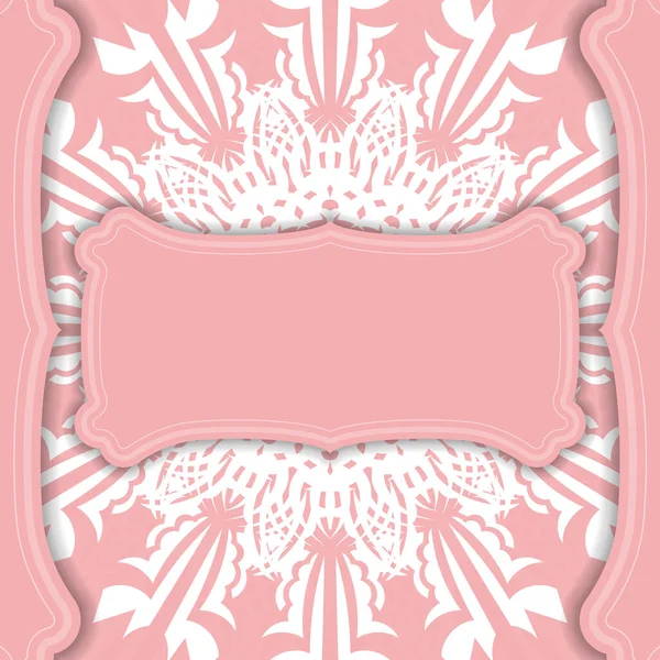 Baner Rosa Con Patrón Blanco Vintage Para Logotipo Diseño Texto — Vector de stock