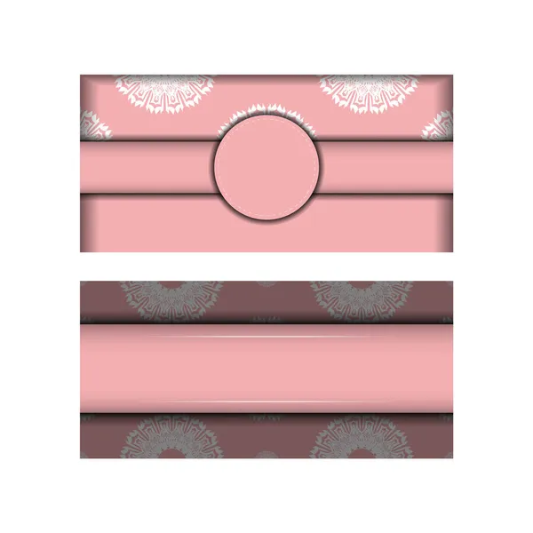 Folleto Color Rosa Con Adorno Blanco Abstracto Para Tus Felicitaciones — Vector de stock