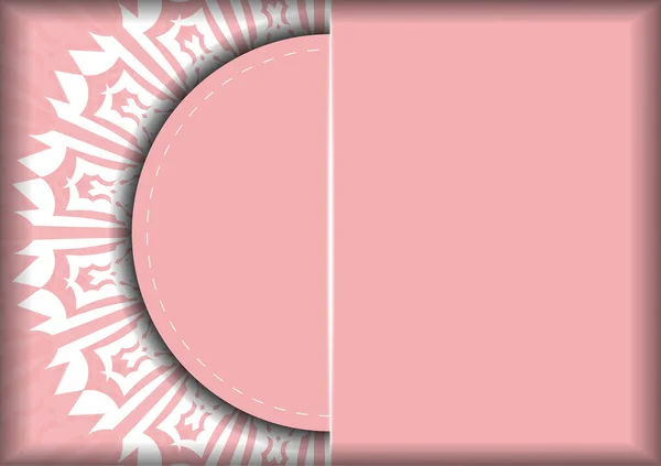 Folleto Rosa Con Adornos Blancos Indios Preparados Para Tipografía — Vector de stock