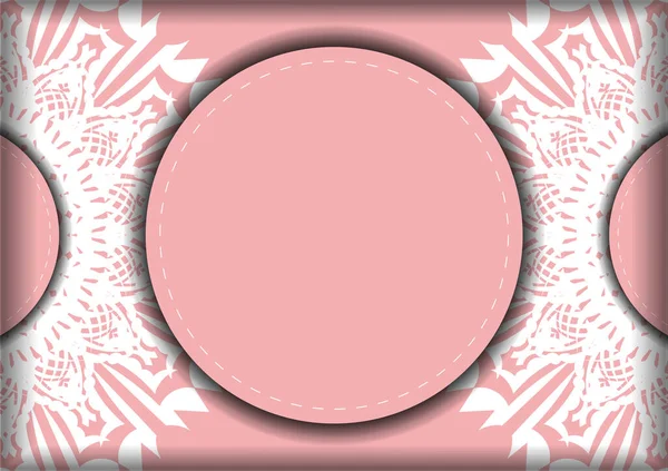 Carte Vœux Rose Avec Motif Blanc Luxueux Préparé Pour Typographie — Image vectorielle