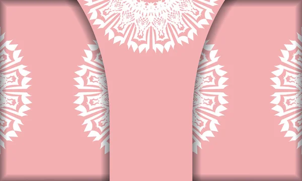 Banner Rosa Con Patrón Blanco Abstracto Lugar Para Logotipo Texto — Vector de stock