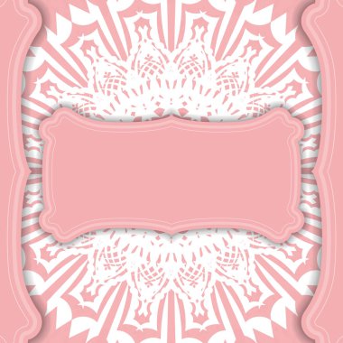 Mandala beyaz desenli pembe arkaplan ve metnin altına yerleştir