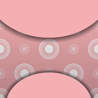 Metin altında tasarım için Yunanca beyaz desenli pembe arkaplan