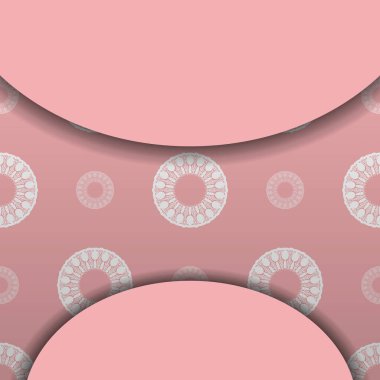 Beyaz Hint desenli pembe arkaplan ve logonuz için boşluk