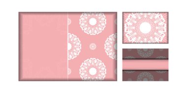 Pembe Kızılderili beyaz desenli selamlama broşürü markanız için..