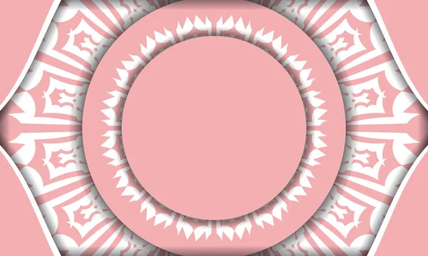 Розовый Баннер Роскошным Белым Узором Дизайна Вашим Логотипом Текстом — стоковый вектор