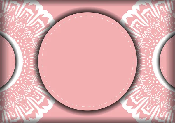 Tarjeta Felicitación Color Rosa Con Adornos Blancos Indios Para Sus — Archivo Imágenes Vectoriales