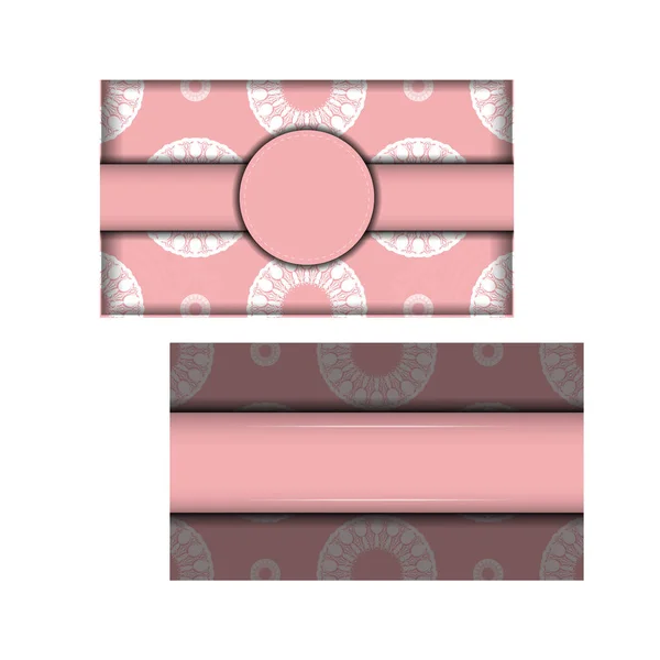 Grattis Broschyr Rosa Färg Med Ett Abstrakt Vitt Mönster Redo — Stock vektor