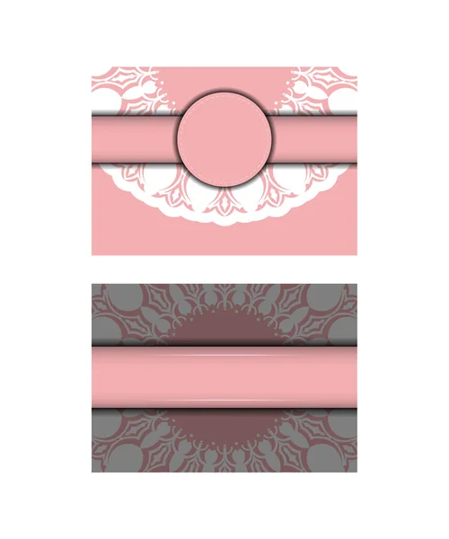 Grußbroschüre Rosa Mit Einem Luxuriösen Weißen Muster Für Ihr Design — Stockvektor