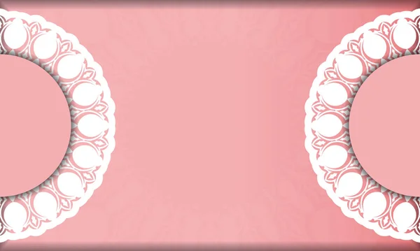 Ροζ Φόντο Mandala Λευκό Μοτίβο Και Τοποθετήστε Κάτω Από Λογότυπο — Διανυσματικό Αρχείο