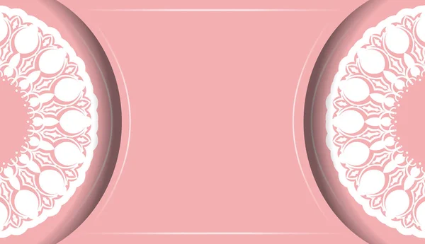 Sfondo Rosa Con Motivo Vintage Bianco Spazio Tuo Logo — Vettoriale Stock