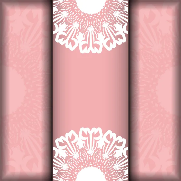 Gefeliciteerde Folder Roze Kleur Met Vintage Witte Ornamenten Voor Felicitaties — Stockvector