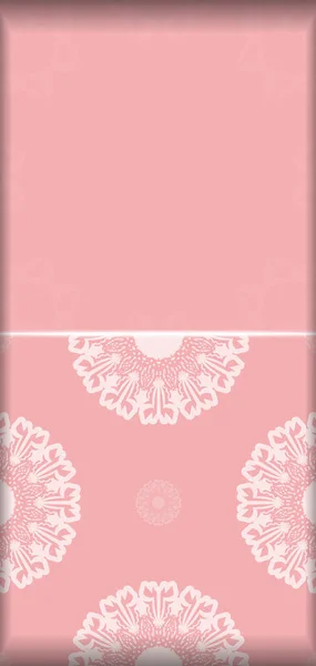 Поздравительный Флаер Розовом Цвете Мандалой Белый Узор Подготовлен Типографии — стоковый вектор