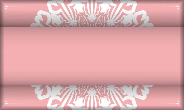 Roze Achtergrond Met Mandala Wit Dessin Onder Logo — Stockvector