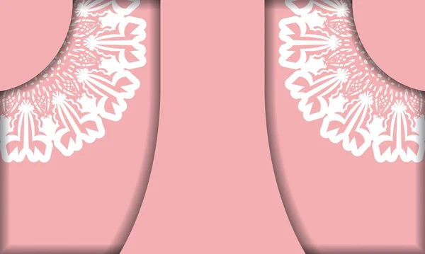 Pinkfarbener Hintergrund Mit Indisch Weißem Muster Für Die Gestaltung Unter — Stockvektor