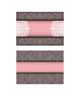 Tipografi için hazırlanmış mandala beyaz desenli pembe kart şablonu.