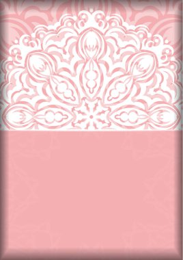 Markanız için mandala beyazı süslemeli pembe kart şablonu.