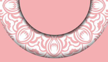 Logo veya metin altında tasarım için mandala beyazı süslemesi ile arkaplan pembesi rengi