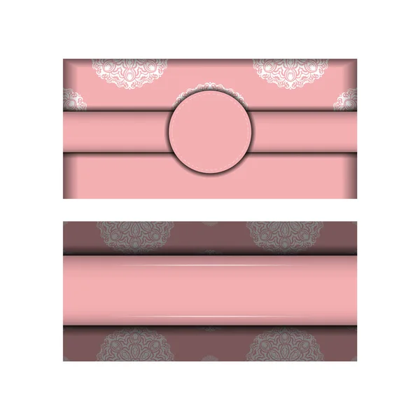 Cartolina Modello Colore Rosa Con Ornamento Bianco Vintage Tue Congratulazioni — Vettoriale Stock