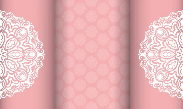 Pink Background Vintage White Ornament Design Logo Text — Stock Vector