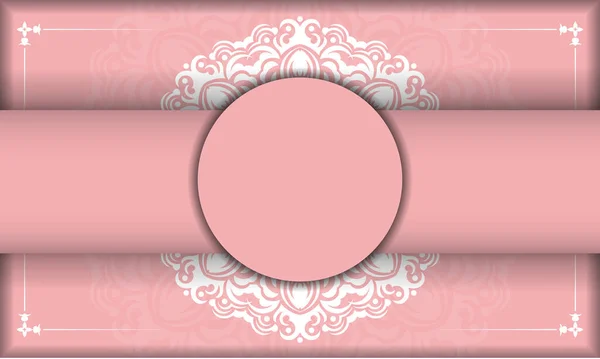 Розовый Фон Винтажным Белым Узором Место Вашего Логотипа Текста — стоковый вектор