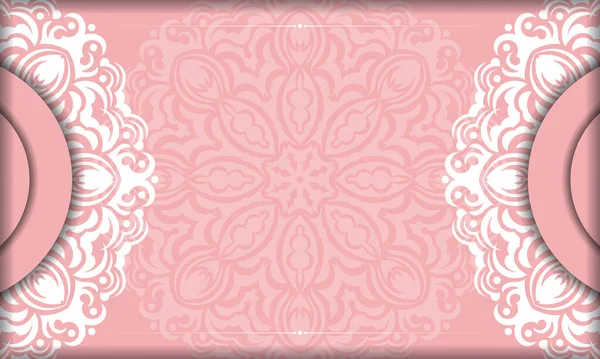 Fond Rose Avec Mandala Ornement Blanc Place Pour Votre Logo — Image vectorielle