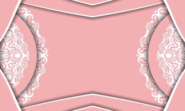 Color Rosa Fondo Con Patrón Blanco Mandala Para Diseño Bajo — Vector de stock