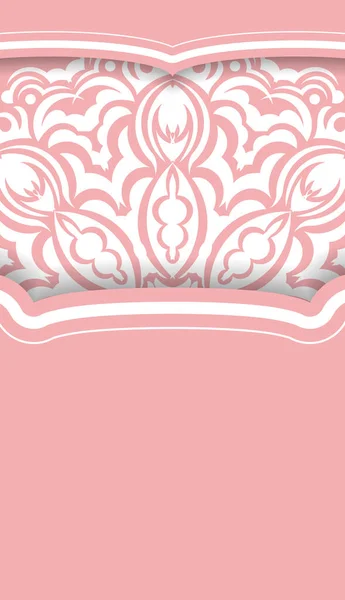 Fondo Rosa Con Adorno Blanco Vintage Para Diseño Bajo Logotipo — Vector de stock