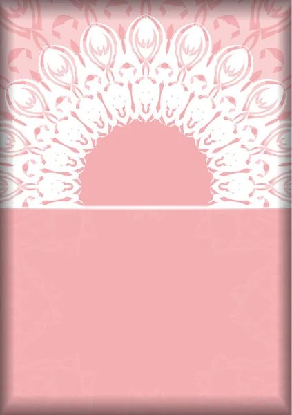 Πρότυπο Φυλλάδιο Ροζ Χρώμα Vintage Λευκά Στολίδια Προετοιμασμένα Για Τυπογραφία — Διανυσματικό Αρχείο