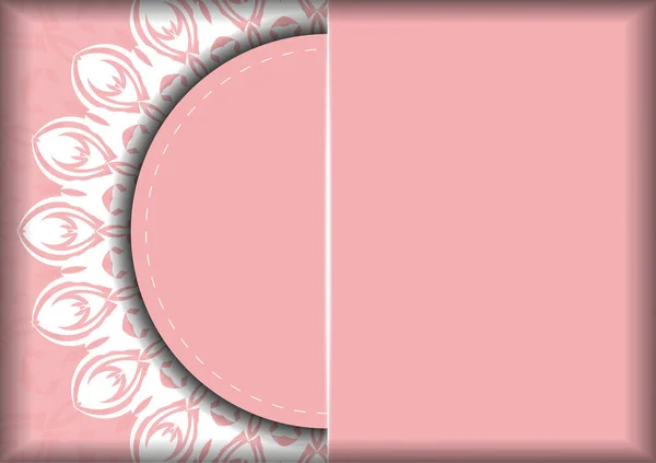 Plantilla Folleto Color Rosa Con Patrón Mandala Blanco Para Sus — Vector de stock