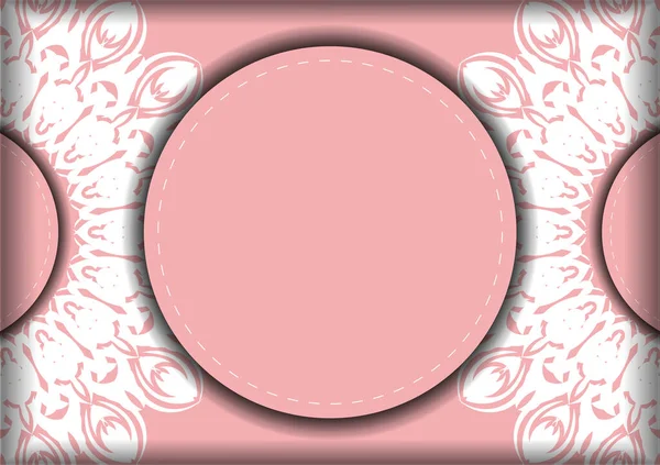 Sablon Prospektus Rózsaszín Színű Mandala Fehér Dísz Gratuláció — Stock Vector