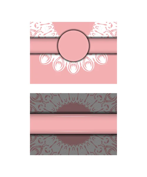 Modello Brochure Colore Rosa Con Motivo Bianco Greco Tue Congratulazioni — Vettoriale Stock