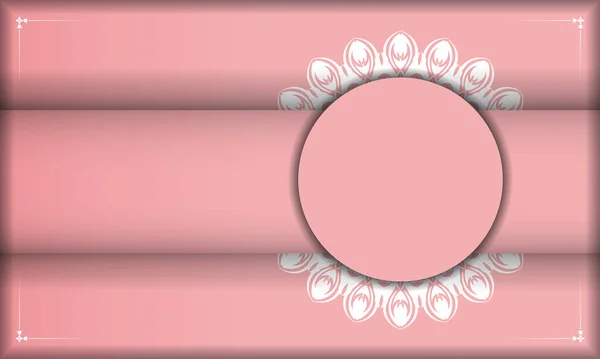 Шаблон Розового Цвета Баннера Роскошным Белым Узором Дизайна Вашим Текстом — стоковый вектор