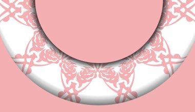 Logo tasarımı için Yunanca beyaz süslemeli pembe pankart şablonu