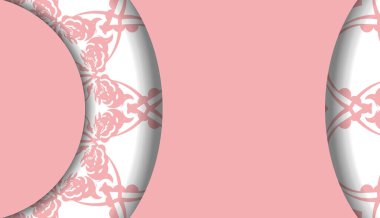 Mandala beyaz desenli pembe pankart şablonu ve logonuz için yer