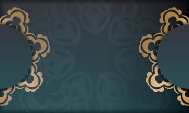 Logo veya metin altında tasarım için Hindistan altını süslemeleri olan eğimli yeşil arkaplan