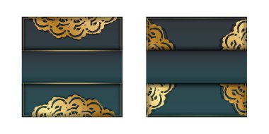 Hindistan 'ın tipografi için hazırlanmış altın desenli yeşil eğimli uçucu şablonu.