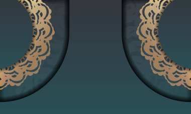 Yeşil gradyan şablonu, lüks altın süslemeleri ve metninizin altına yerleştirilmiş