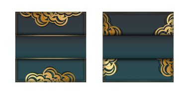 Grafik yeşil renkli tebrik kartı şablonu ve markanız için Hint altınları..