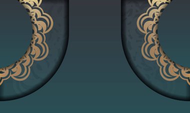 Soyut altın desenli yeşil gradyan şablonu ve metin için yer