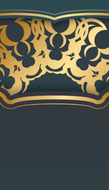 Metin altında tasarım için lüks altın süslemeli yeşil gradyan şablonu