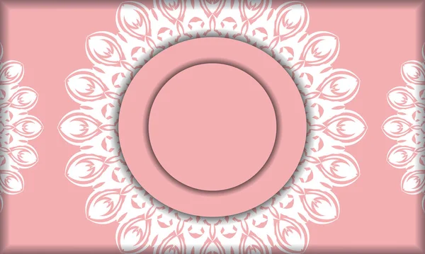 Modelo Banner Rosa Com Mandala Ornamento Branco Para Design Sob —  Vetores de Stock