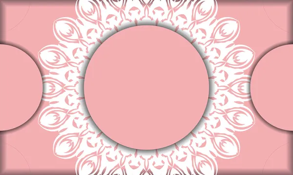 Шаблон Розового Баннера Роскошным Белым Узором Пространством Текста — стоковый вектор