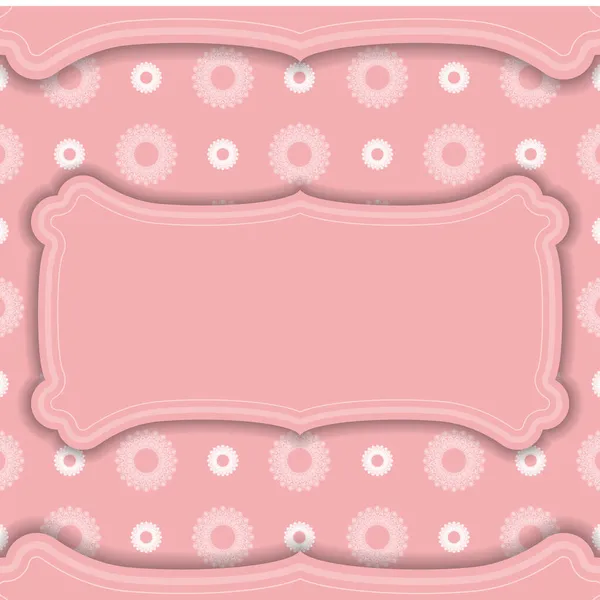 Modèle Bannière Couleur Rose Avec Ornement Blanc Luxueux Pour Conception — Image vectorielle