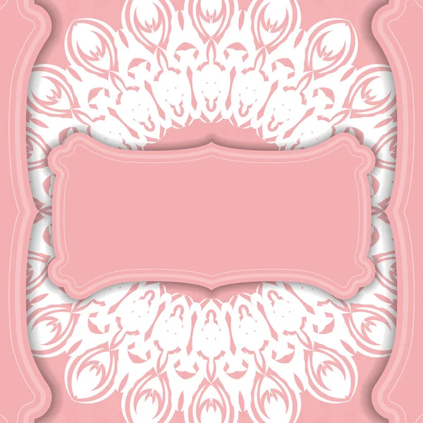 Modèle Bannière Couleur Rose Avec Ornement Blanc Vintage Pour Conception — Image vectorielle